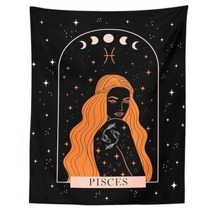 Pisces Tarot Constellation Astrology Zodiac Wall Hanging Tapestry Home Decor